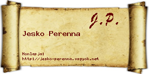 Jesko Perenna névjegykártya